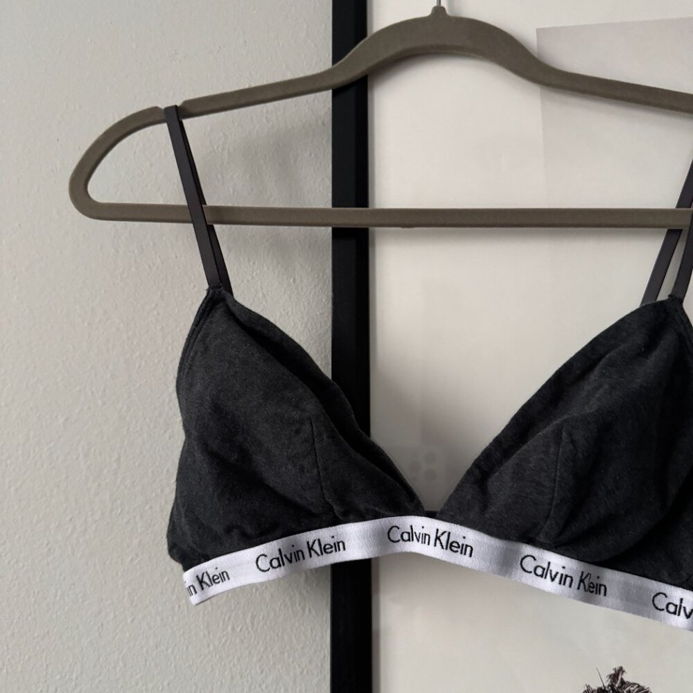 Calvin Klein | EUC Icon Cotton Modal Lightly Lined Triangle Bralette Gray Large - Picture 3 of 7